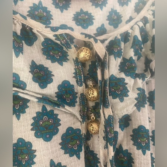 Juicy Couture Mandala Print Flutter Sleeve Boho Top Size Small - Picture 6 of 7